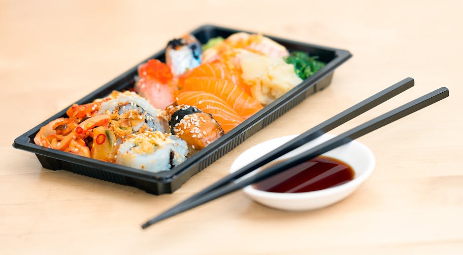 A mouthwatering assortment of sushi rolls and sashimi